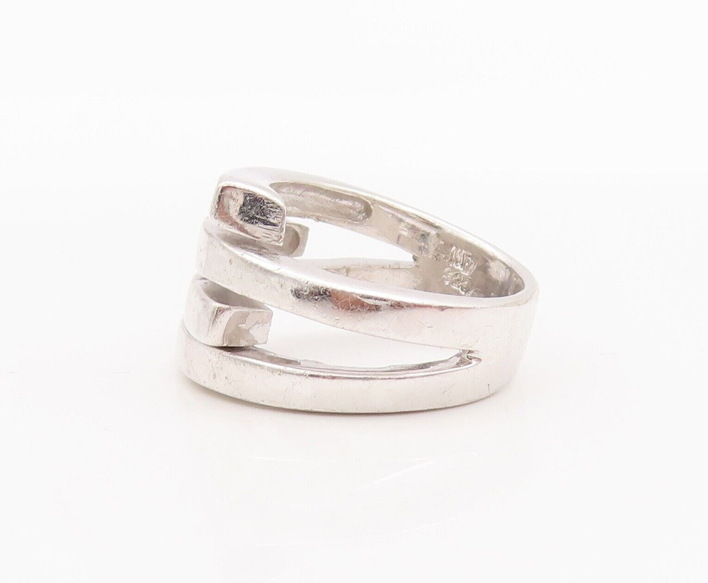 925 Sterling Silver Vintage Ring Solid Cutout Shank Bypass  Sz 7  RG28501