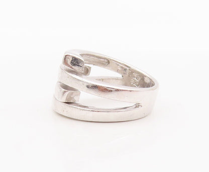 925 Sterling Silver Vintage Ring Solid Cutout Shank Bypass  Sz 7  RG28501
