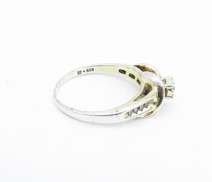 DESIGNER 925 Silver  Vintage Genuine Diamonds Solitaire Ring Sz 9  RG7692