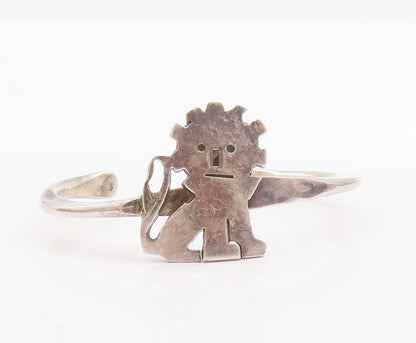 925 Sterling Silver Vintage Bracelet Minimalist Carved Sitting Baby Lion BT10343