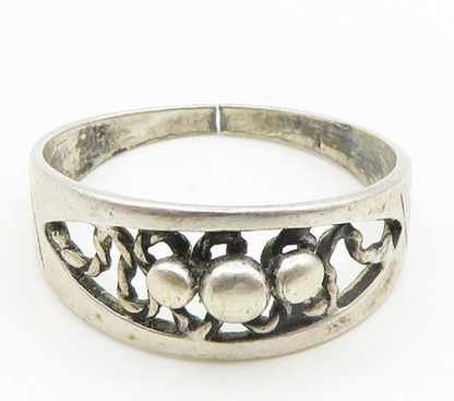 925 Sterling Silver  Vintage Rope Twist Swirl Detail Band Ring Sz 6  RG18789