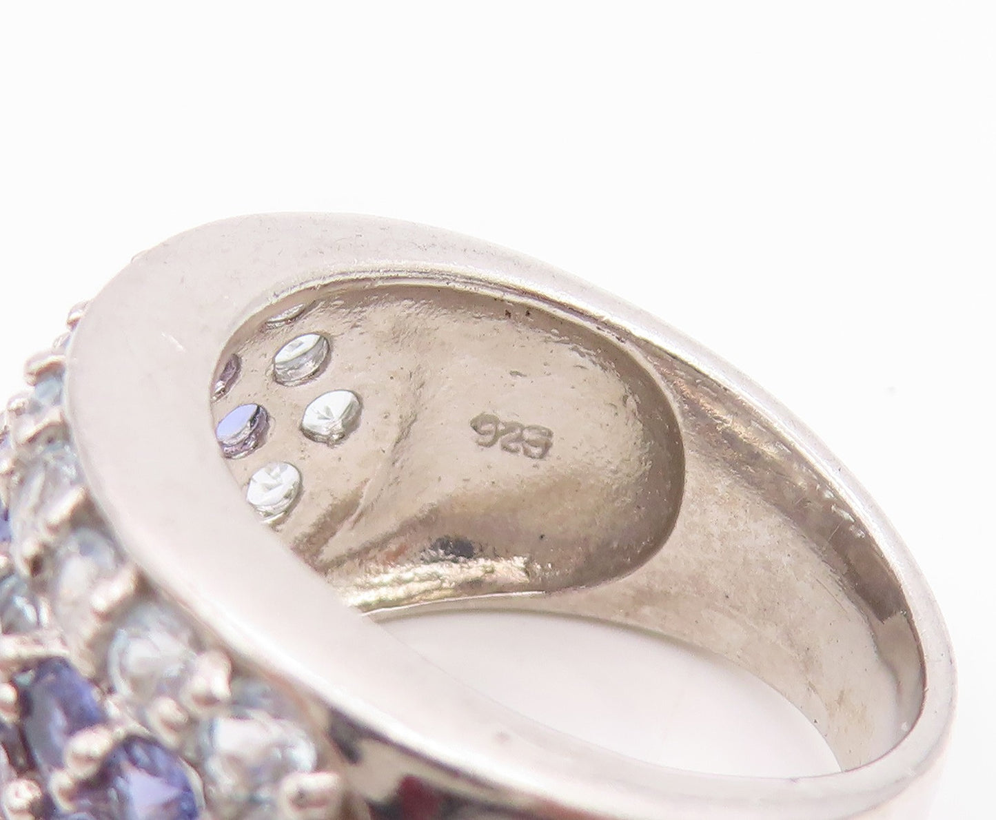 925 Sterling Silver Vintage Ring Amethyst & Topaz Floral Band  Sz 7  RG35660