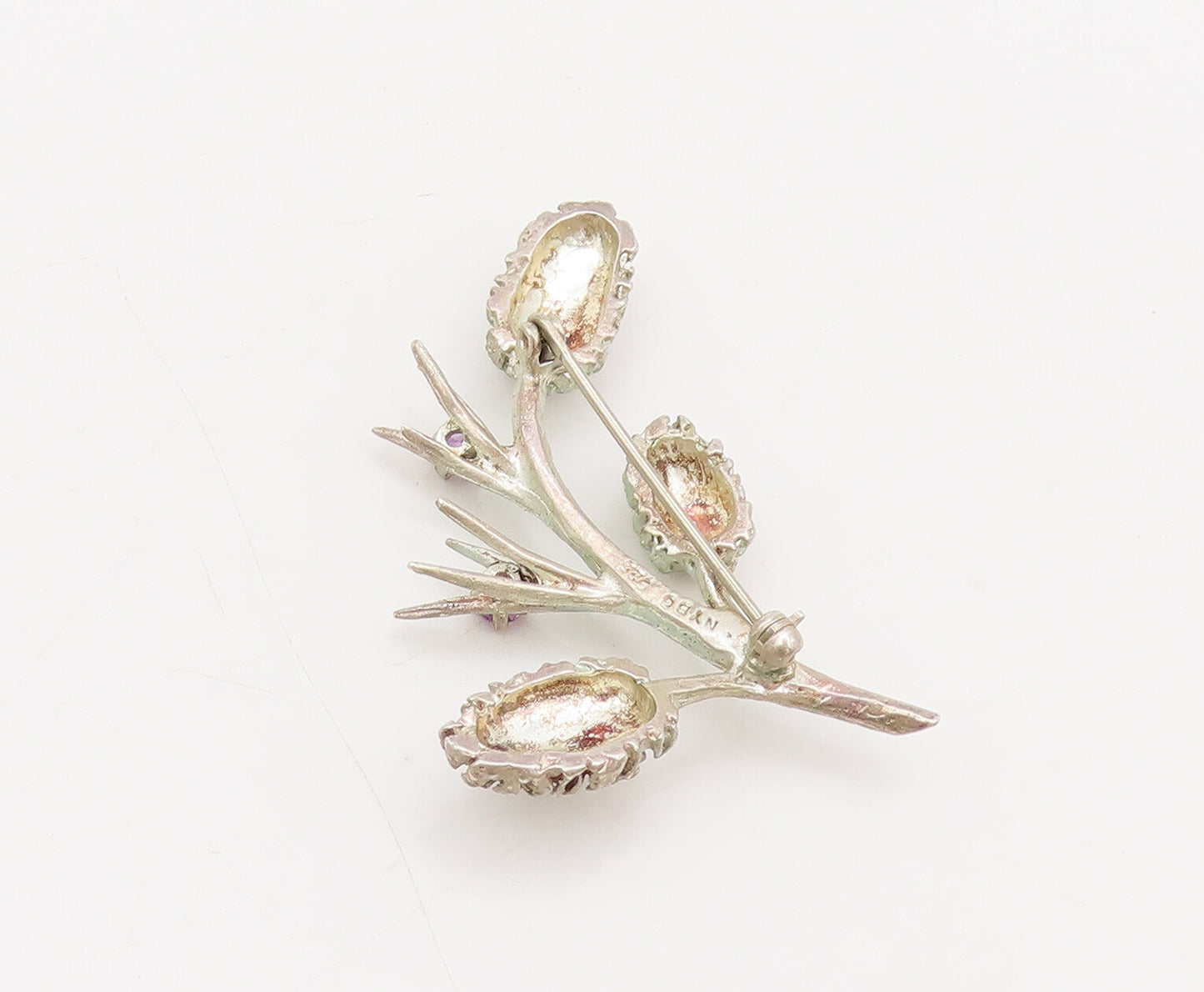 NYBG 925 Sterling Silver Vintage Purple Topaz Pine Cone Brooch Pin  BP10465