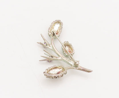 NYBG 925 Sterling Silver Vintage Purple Topaz Pine Cone Brooch Pin  BP10465