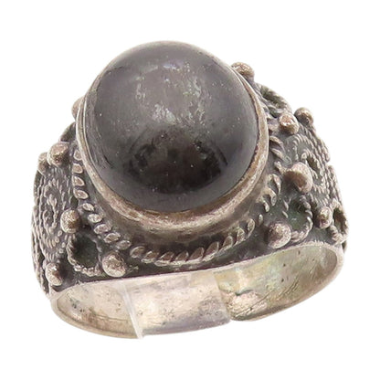925 Sterling Silver Vintage Ring Cabochon Onyx Statement Band  Sz 7.5  RG34463