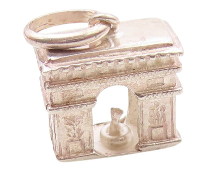 925 Sterling Silver  Vintage Shiny Petite Arch Monument Pendant  PT18730