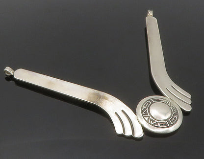 925 Sterling Silver Vintage Greek Key Detail Shiny Smooth Pendant PT9821