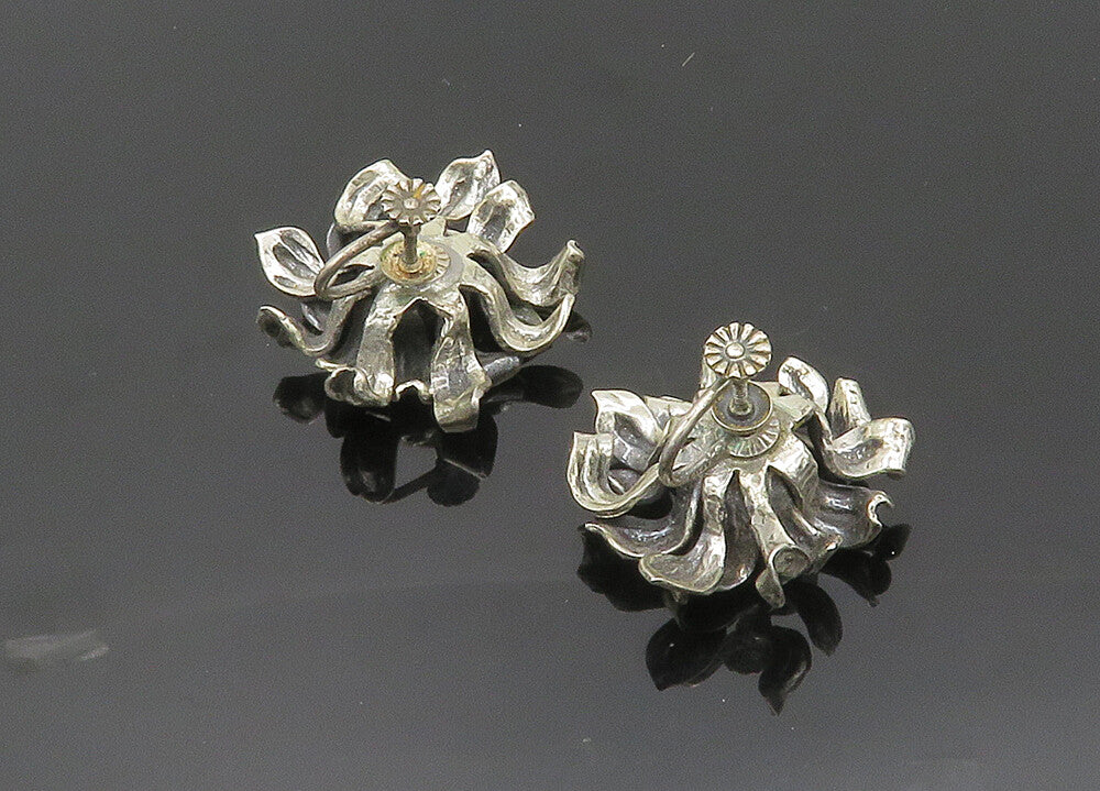 NAPIER 925 Sterling Silver Vintage Rare Flower Non Pierce Earrings  EG10046