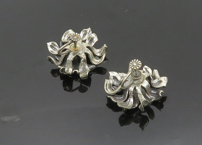 NAPIER 925 Sterling Silver Vintage Rare Flower Non Pierce Earrings  EG10046