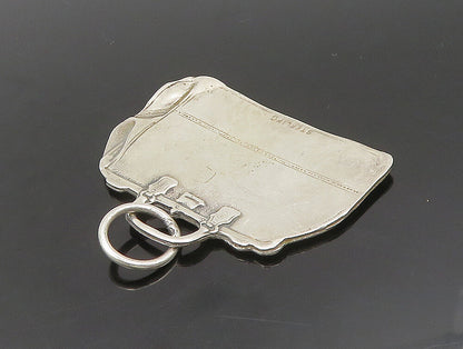 925 Sterling Silver  Vintage Etched Travel Duffle Bag Flat Pendant  PT20163