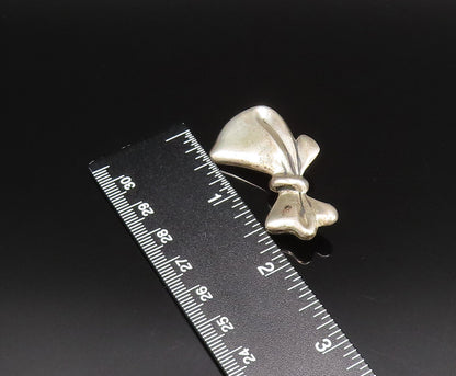 925 Sterling Silver  Vintage Asymmetric Ribbon Bow Tie Brooch Pin  BP9948