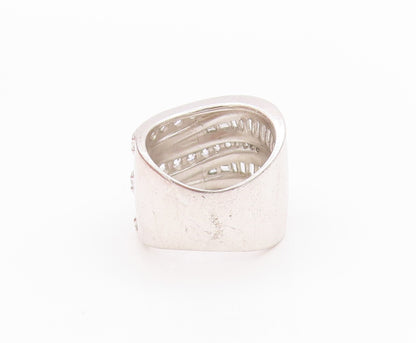 925 Sterling Silver Vintage Ring Rectangle & Round Cut CZ Swirls  Sz 5  RG33314