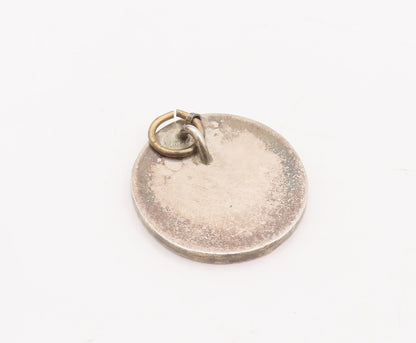 925 Sterling Silver Vintage Pendant Circular Frame Etched Heart  PT23470