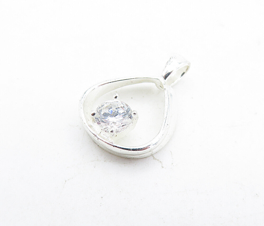 925 Sterling Silver  Petite Cubic Zirconia Open Tear Drop Pendant  PT3992