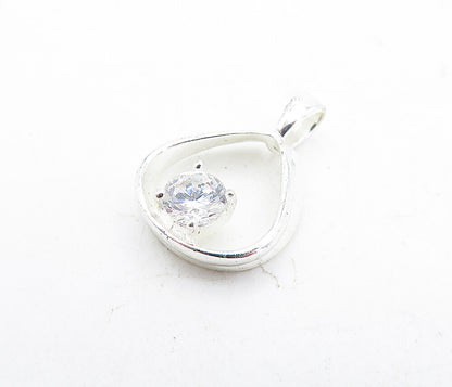 925 Sterling Silver  Petite Cubic Zirconia Open Tear Drop Pendant  PT3992