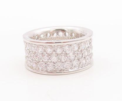 925 Sterling Silver Vintage Ring Minimalist CZ Inlay 360 Band  Sz 7  RG29802