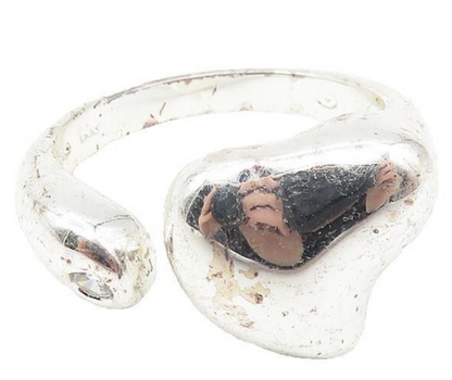 925 Sterling Silver  Topaz Accented Shiny Love Heart Band Ring Sz 6  RG10763