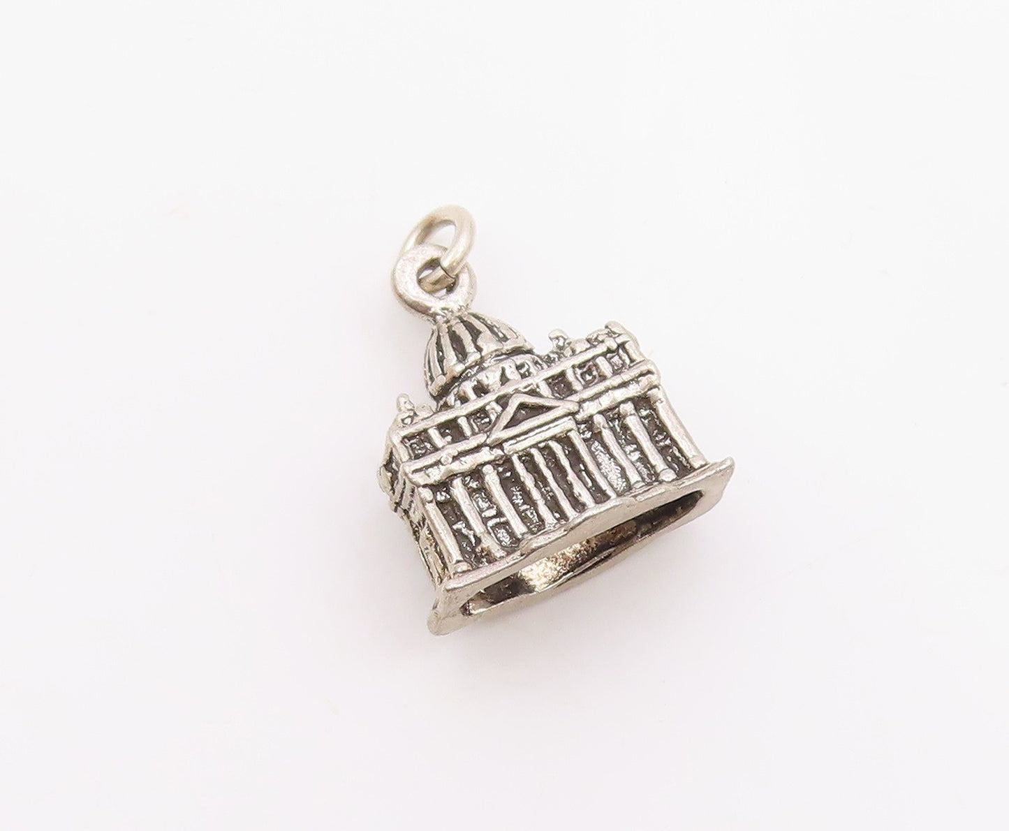 925 Sterling Silver  Vintage Royal Building Motif Charm Pendant  PT21784