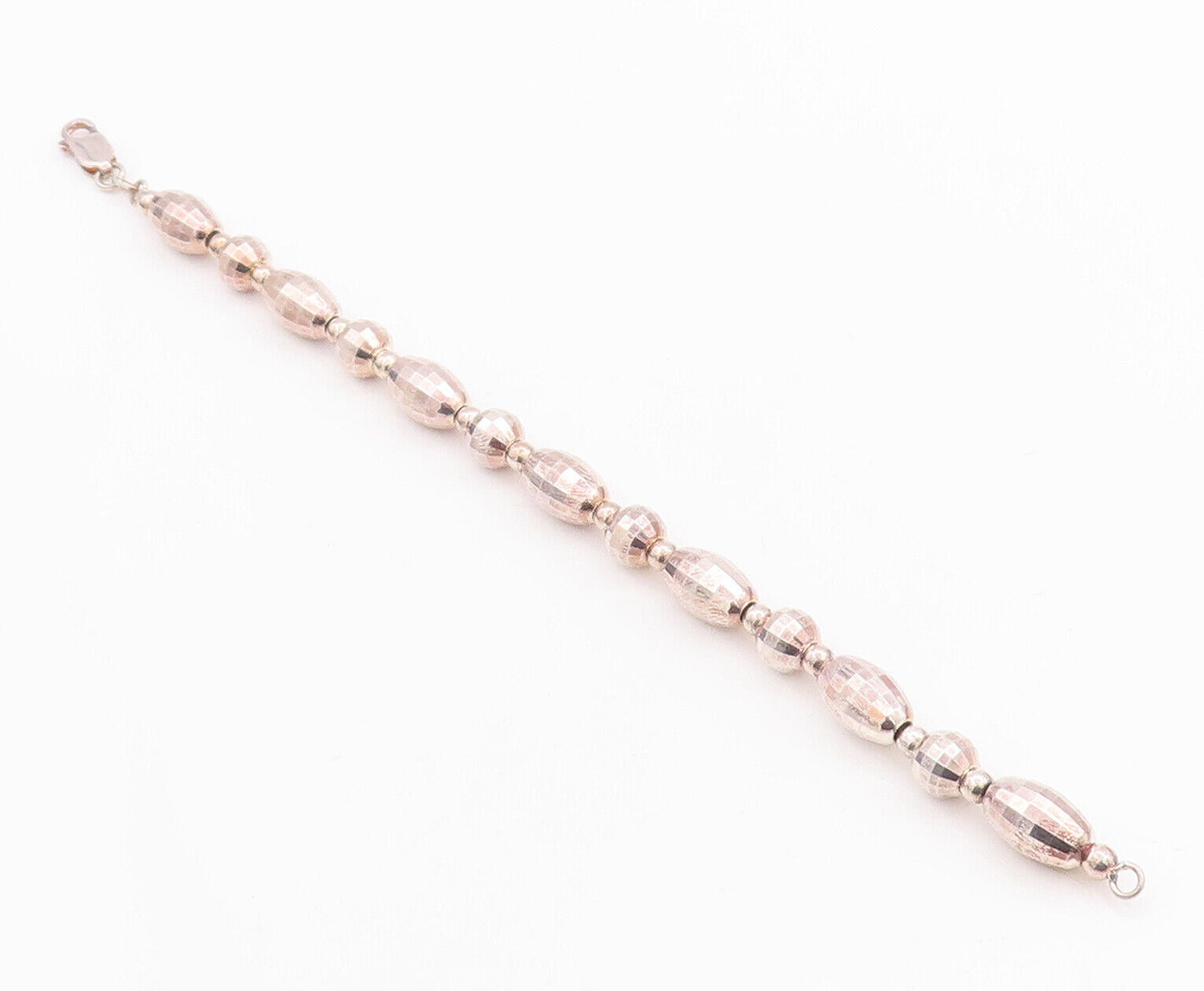 925 Sterling Silver Vintage Bracelet Oval & Round Disco Ball Cutout   BT10648