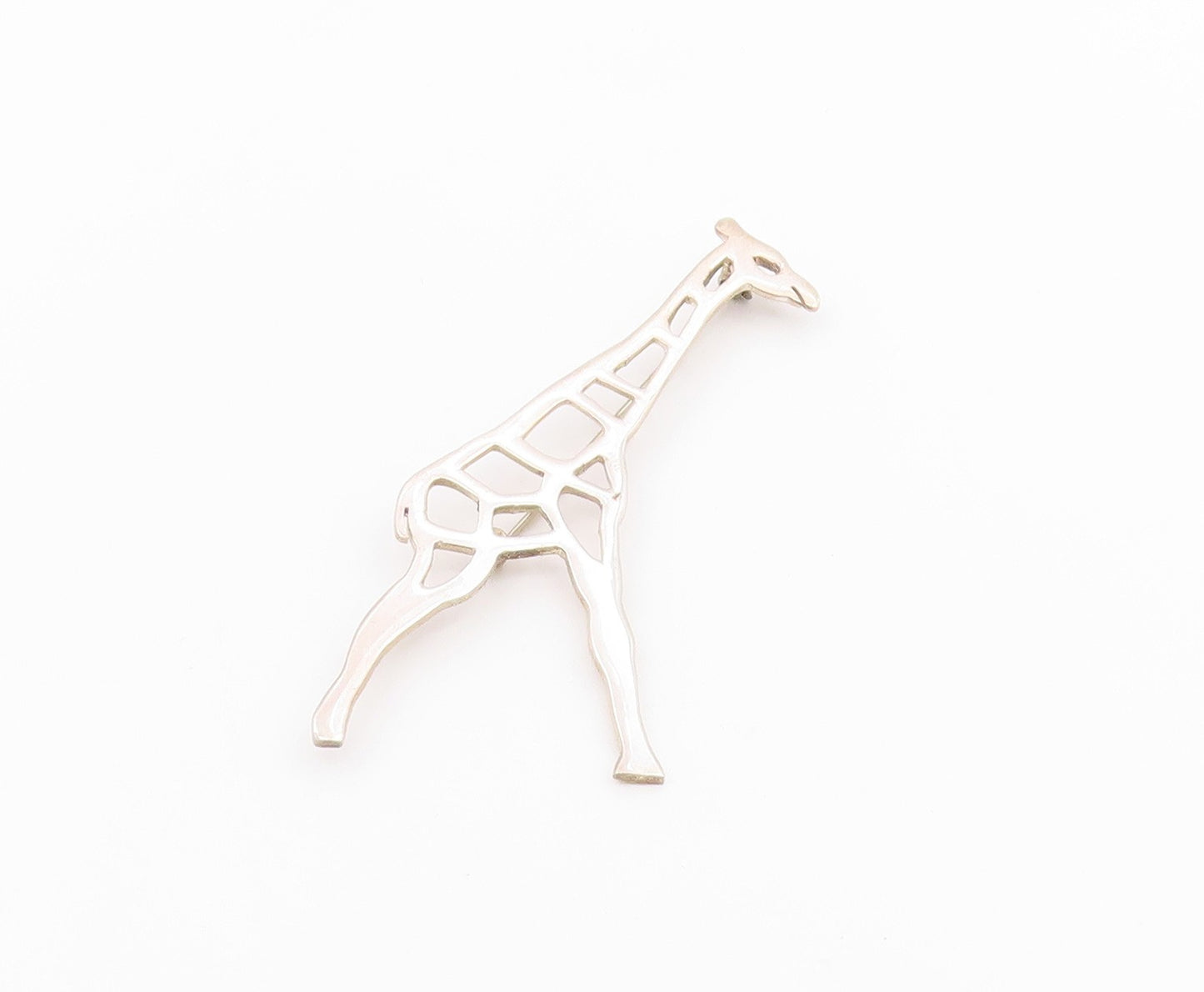 925 Sterling Silver  Vintage Shiny Cutout Giraffe Animal Brooch Pin  BP8213