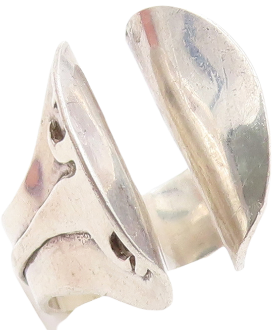 925 Sterling Silver Vintage Ring Modernist Animal Hand Carved  Sz 10  RG31350