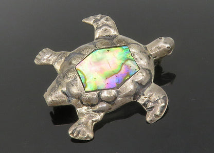 MEXICO 925 Sterling Silver  Vintage Abalone Sea Turtle Motif Brooch Pin BP5346