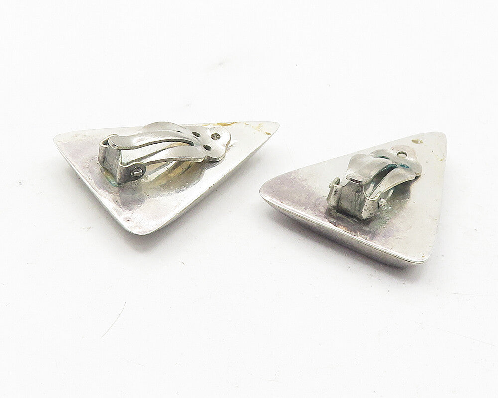 MEXICO 925 Sterling Silver  Vintage Black Onyx Non Pierce Earrings  EG6163
