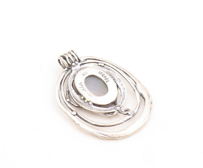 925 Sterling Silver Vintage Pendant SHABLOOL ISRAEL Cutout Drusy Quartz  PT23792