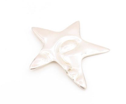 925 Sterling Silver Vintage Brooch Pin Modernist Celestial Star Face  BP12408