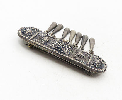 MEXICO 925 Sterling Silver  Vintage Antique Floral Dangling Brooch Pin  BP3487
