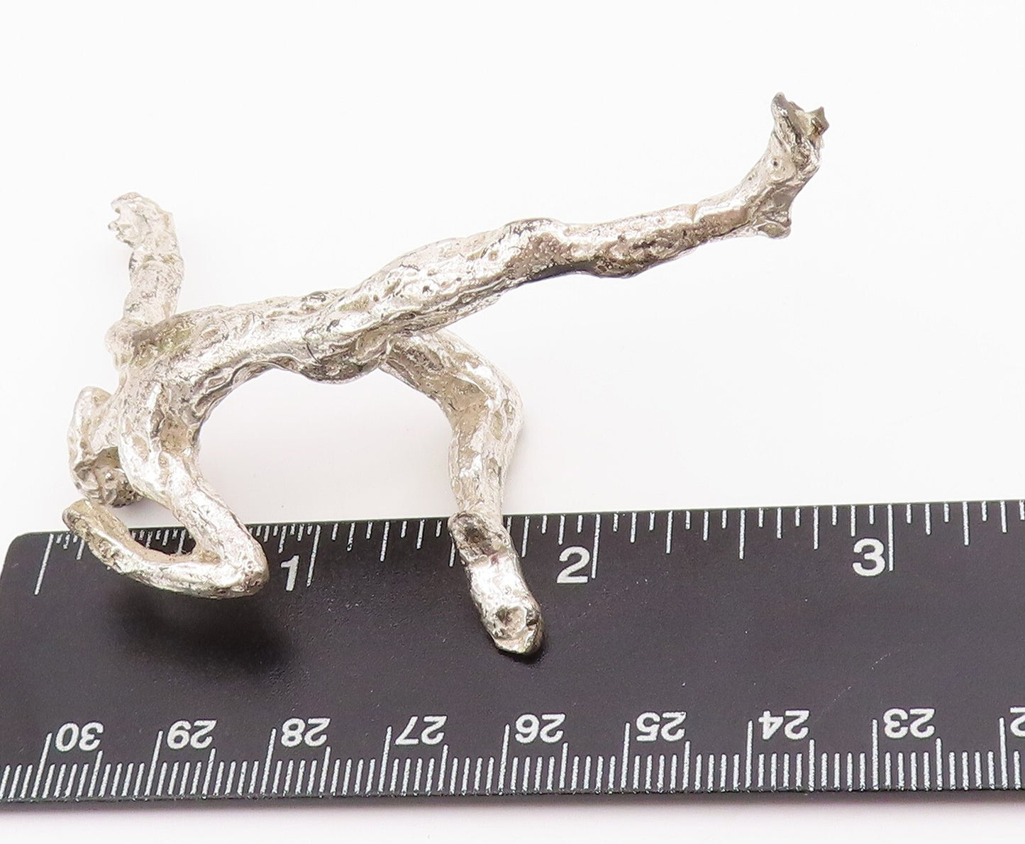 925 Sterling Silver Vintage Paper Weight Brutalist 3D Carved Dancing Man  TR3894