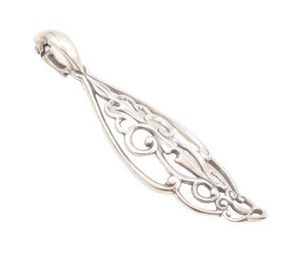 925 Sterling Silver Vintage Pendant CAROLYN POLLACK Drop Swirly Carved  PT22756