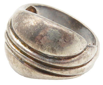 925 Sterling Silver  Vintage Dark Tone Fluted Design Band Ring Sz 7  RG11269