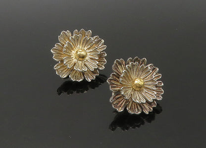ESPO SIG 925 Silver & 14K GOLD  Vintage Flower Non Pierce Earrings  EG11091