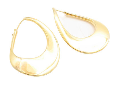 925 Sterling Silver Vintage Earrings Gold Plated Large Designer Hoops  EG13270