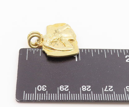 925 Sterling Silver Vintage Pendant Gold Plated Brutalist Carved Figure  PT26500