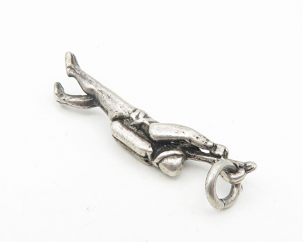 925 Sterling Silver  Vintage Petite Male Scuba Diver Pendant  PT9224
