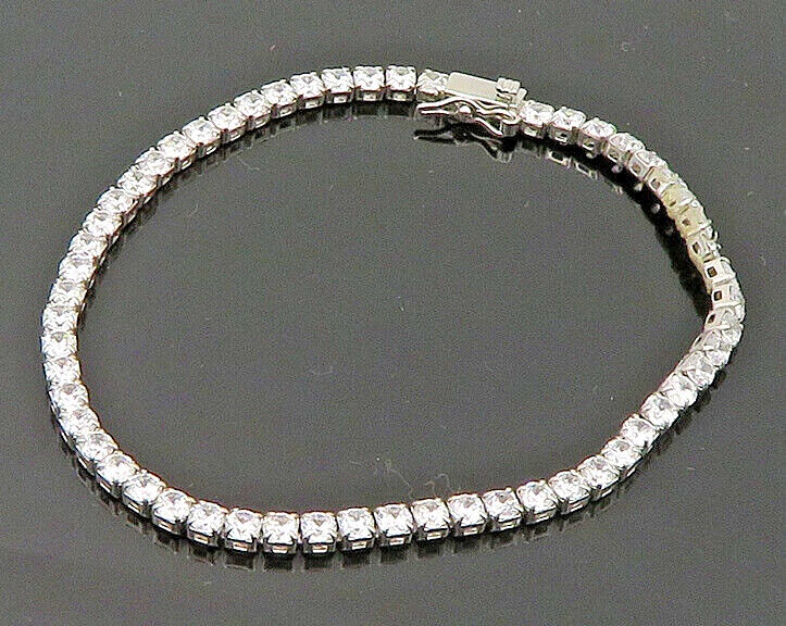925 Sterling Silver  Round Cut White Cubic Zirconia Tennis Bracelet  BT1112