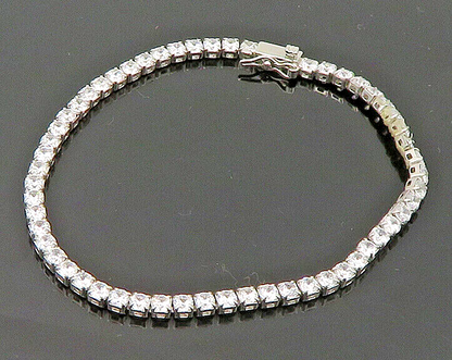 925 Sterling Silver  Round Cut White Cubic Zirconia Tennis Bracelet  BT1112