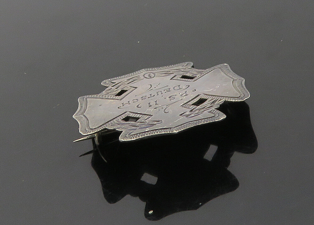 LAMBERT BROS. 925 Silver  Vintage Antique PS. 11 Deutsch Brooch Pin  BP8276