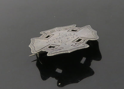 LAMBERT BROS. 925 Silver  Vintage Antique PS. 11 Deutsch Brooch Pin  BP8276