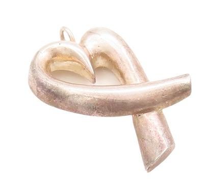 925 Sterling Silver Vintage Pendant Designer Cutout Heart  PT23827