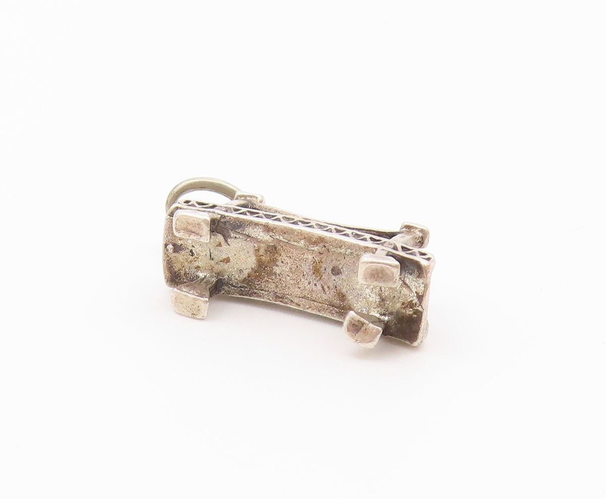 925 Sterling Silver  Vintage  Shiny Petite Bridge Motif Pendant  PT18876