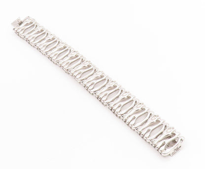 925 Sterling Silver Vintage Bracelet Modernist Sculptural Link Chain  BT11480