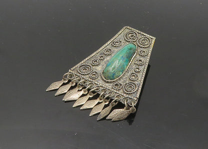 ISRAEL 925 Silver  Vintage Eilat Stone Swirl Twist Pattern Brooch Pin  BP7798