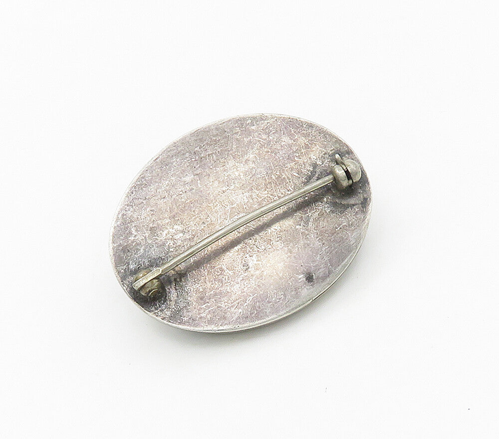 925 Sterling Silver  Vintage Antique Hollow Oval Dome Brooch Pin  BP6547