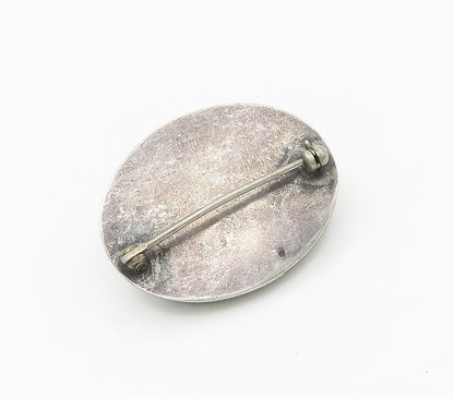 925 Sterling Silver  Vintage Antique Hollow Oval Dome Brooch Pin  BP6547