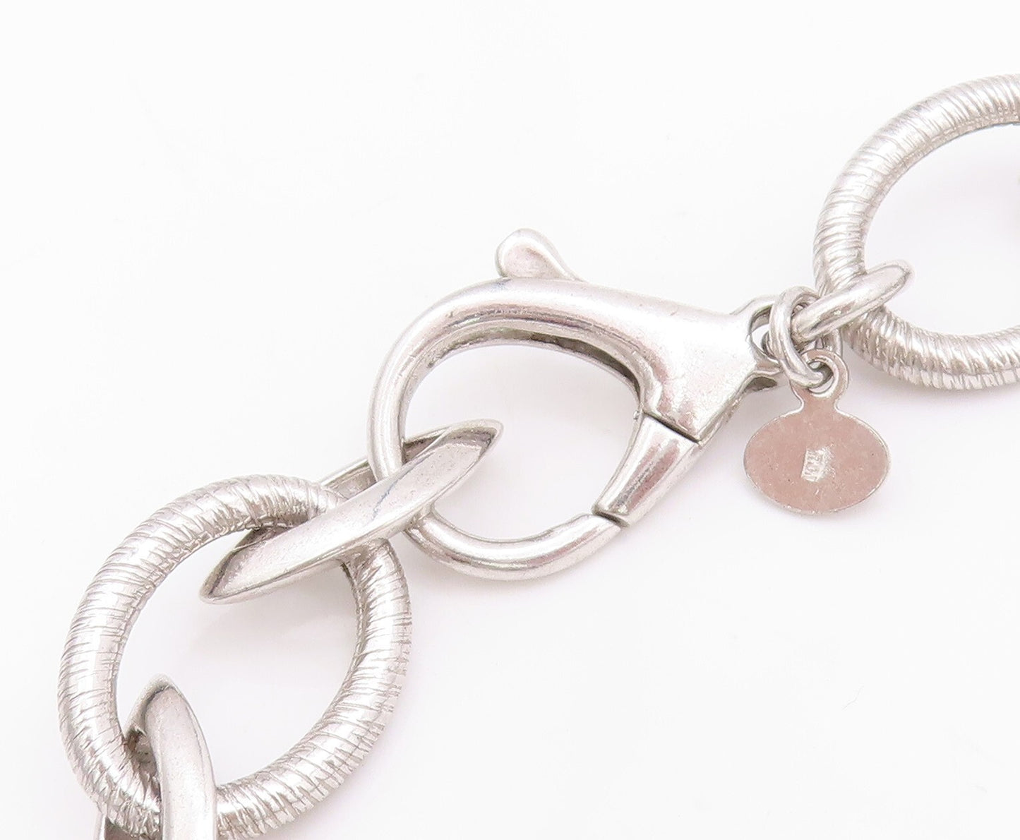 925 Sterling Silver Vintage Necklace Designer Round & Eye Shape Rings NE4390