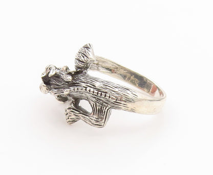 925 Sterling Silver Vintage Ring Chinese Dragon Motif Band  Sz 10.5  RG36223