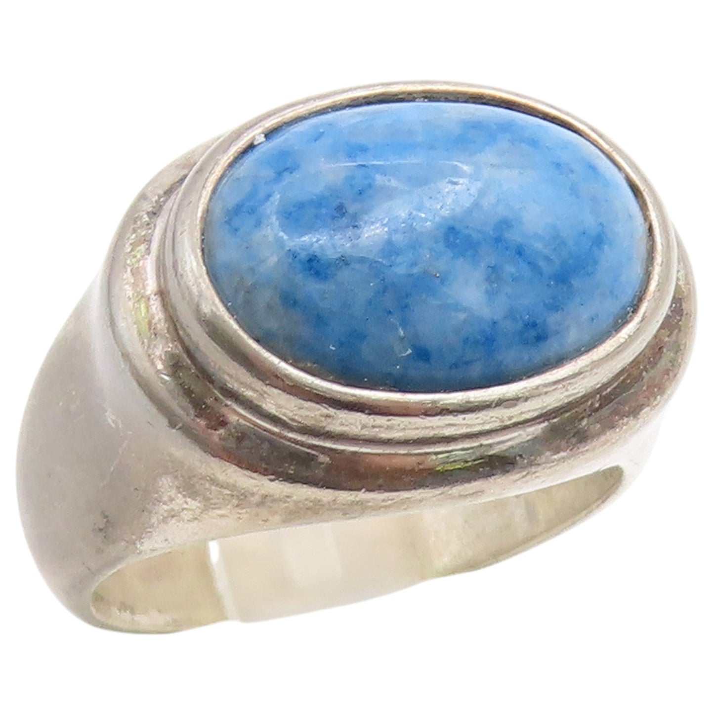 925 Sterling Silver Vintage Ring Classic Sodalite Statement Band  Sz 7  RG36857